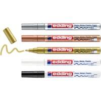 edding Gloss 751 Permanent Lackmarker Farbig assortiert Fein Filzspitze 5 Stück