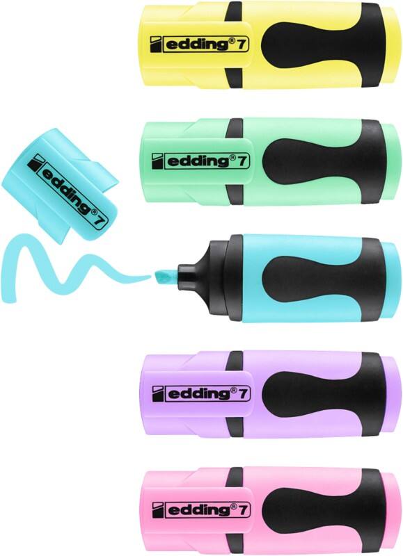 edding Mini 7 Textmarker Farbig assortiert Mittel Keilspitze 1-3 mm 5 Stück