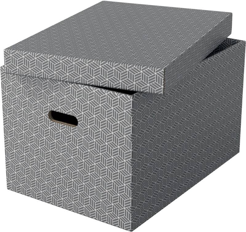 Esselte Home Aufbewahrungsbox 628287 Gross 100 % recycelter Karton Grau 355 x 510 x 305 mm 3 Stück