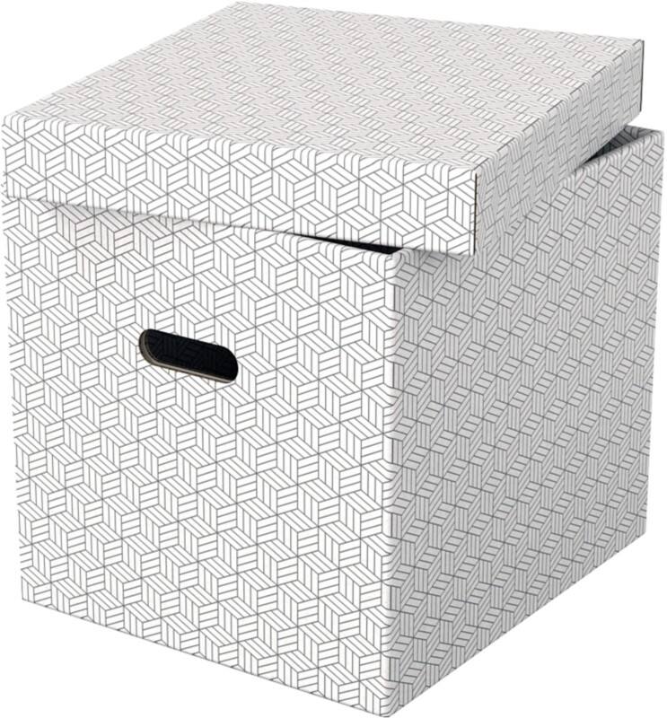 Esselte Home Aufbewahrungsbox 628288 Cube Large 100 % recycelter Karton Weiss 320 x 365 x 315 mm 3 Stück