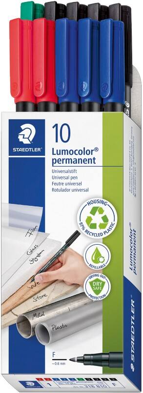 STAEDTLER Lumocolor OHP-Marker Rundspitze Fein Farbig assortiert Nachfüllbar 10 Stück