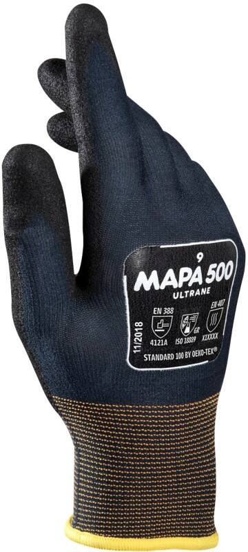 Gants de manutention Mapa Professional Ultrane 500 Non jetables Nitrile Non poudrés Extra Large (XL) Noir 2 Gants