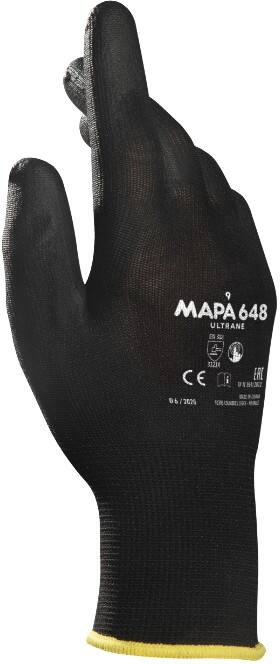 Gants de manutention Mapa Professional Ultrane 648 Non jetables PP (Polypropylène) Non poudrés Taille 5 Noir