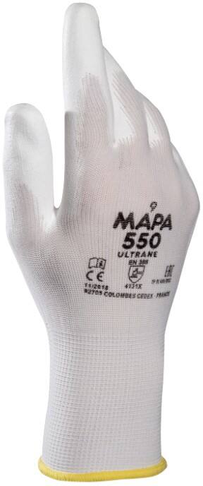 Gants de manutention Mapa Professional Ultrane 550 Non jetables PP (Polypropylène) Non poudrés Extra Extra Large (XXL) Blanc