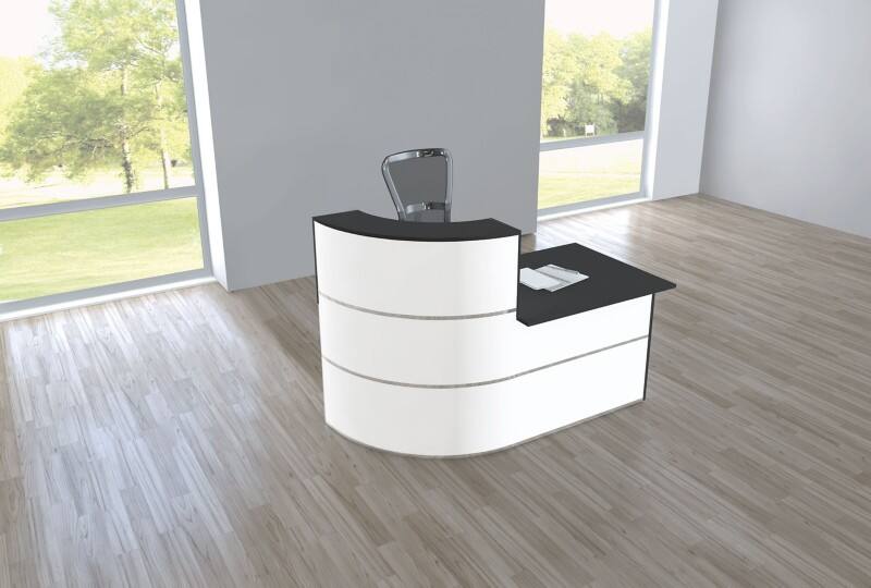 Table de réception Kerkmann Anthracite, Blanc 1'800 x 950 x 1'100 mm