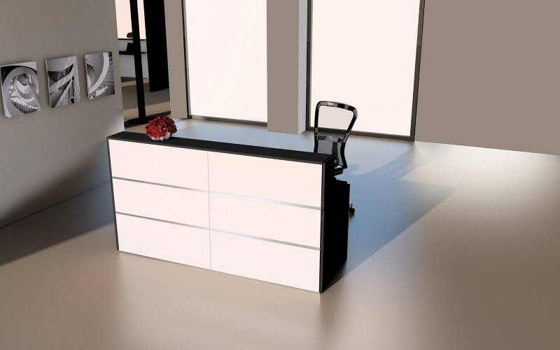 Table de réception Kerkmann Anthracite, Blanc 2'000 x 800 x 1'100 mm