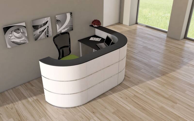 Table de réception Kerkmann Anthracite, Blanc 2'600 x 1'800 x 1'100 mm