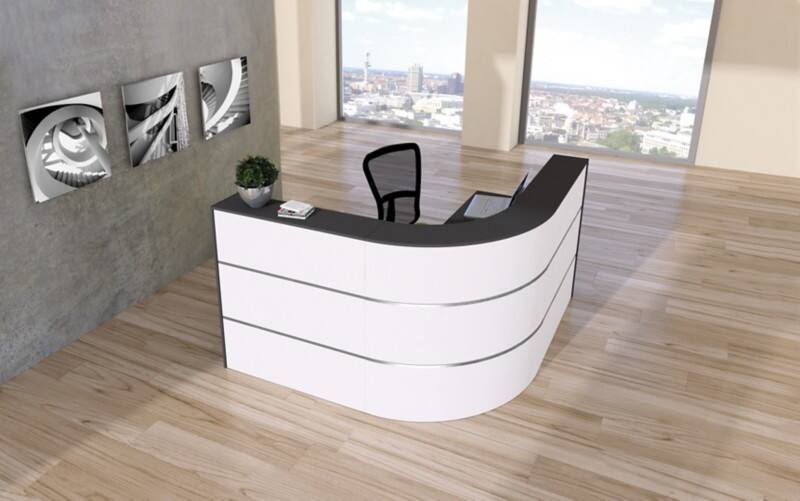 Table de réception Kerkmann Anthracite, Blanc 1'800 x 950 x 1'100 mm