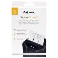 Feuilles lubrifiées pour destructeur de documents Fellowes Powershred Pour destructeurs à coupe croisée, mini-coupe et micro-coupe 10 unités