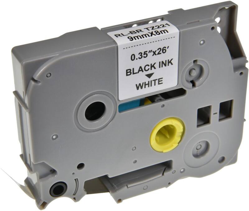 P-touch Beschriftungsband Kompatibel Brother TZe-221 5BRT221-WT Selbsthaftend Schwarz auf Weiss 9 mm x 8 m