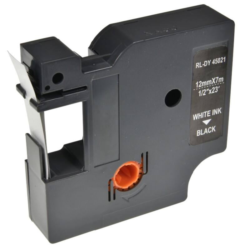 D1 S0720610 / 45021 Kompatibles Dymo Beschriftungsband Selbstklebend Weiss auf Schwarz 12 mm x 7 m