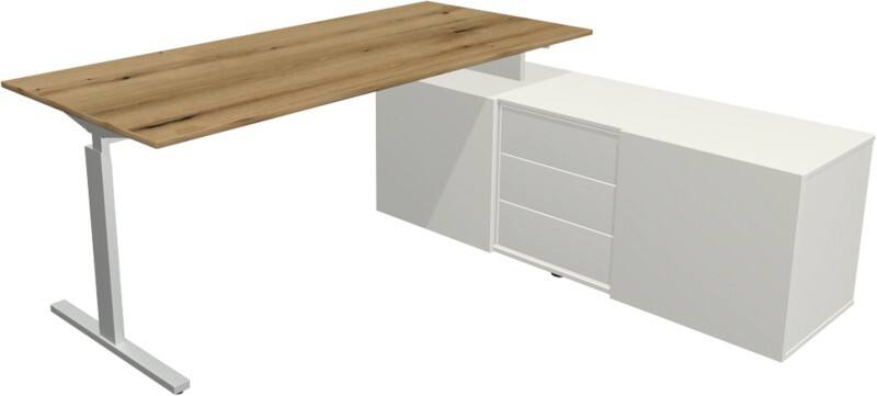 Kerkmann Form 2 Eckschreibtisch Eiche T-Fuß 3 Schübe 740 mm (H)