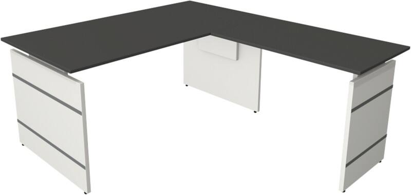 Bureau Kerkmann Form 4 Hauteur ajustable En forme de L Anthracite Joue 1600 (l) x 1800 (p) x 760 (h) mm