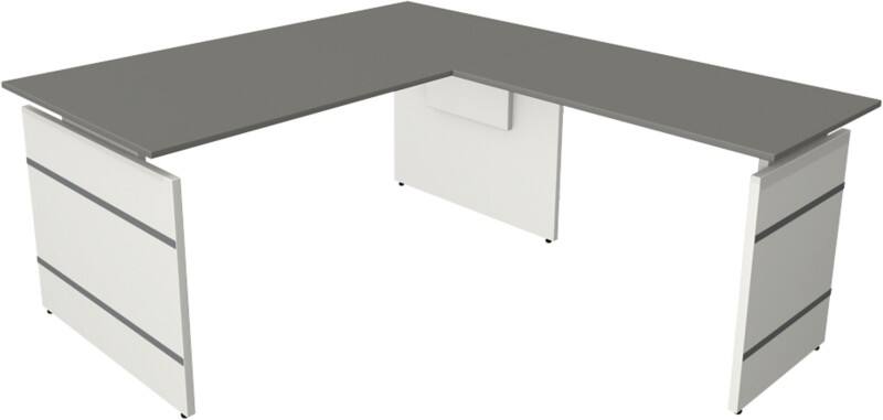 Bureau Kerkmann Form 4 Hauteur ajustable En forme de L Graphite Joue 1600 (l) x 1800 (p) x 760 (h) mm