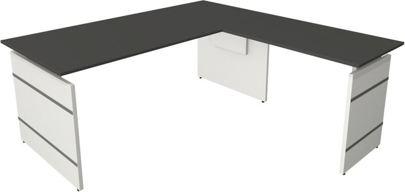Bureau Kerkmann Form 4 Hauteur ajustable En forme de L Anthracite Joue 1800 (l) x 1800 (p) x 760 (h) mm
