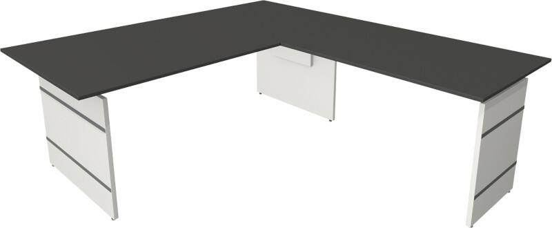 Bureau d'angle Kerkmann Form 4 Hauteur ajustable En forme de L Anthracite Joue 2000 (l) x 2200 (p) x 760 (h) mm