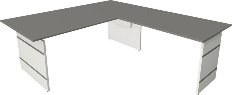 Bureau d'angle Kerkmann Form 4 Hauteur ajustable En forme de L Graphite Joue 2000 (l) x 2200 (p) x 760 (h) mm