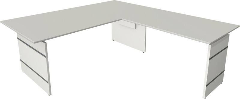 Bureau d'angle Kerkmann Form 4 Hauteur ajustable En forme de L Gris clair Joue 2000 (l) x 2200 (p) x 760 (h) mm