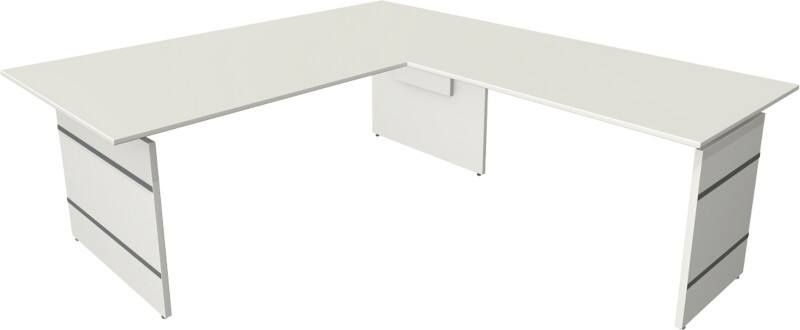 Kerkmann Form 4 Höhenverstellbar Eckschreibtisch L-förmig Weiss Wange 2.000 (B) x 2.200 (T) x 760 (H) mm