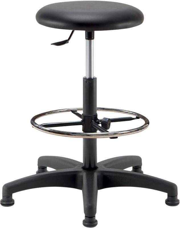 Tabouret Teknik 05 Cuir artificiel Noir 650 x 650 x 800 mm