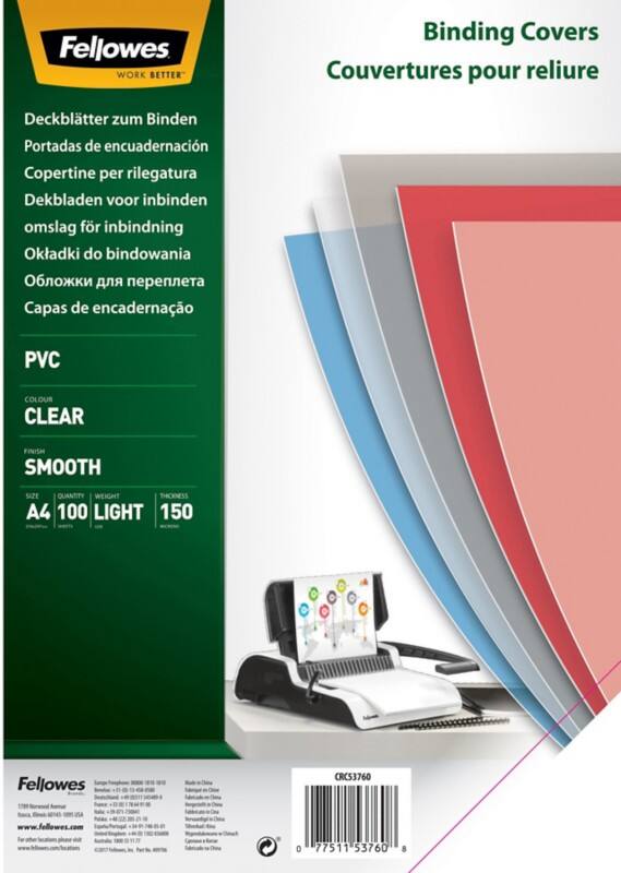Fellowes Einbanddeckel A4 Transparent 100 Stück