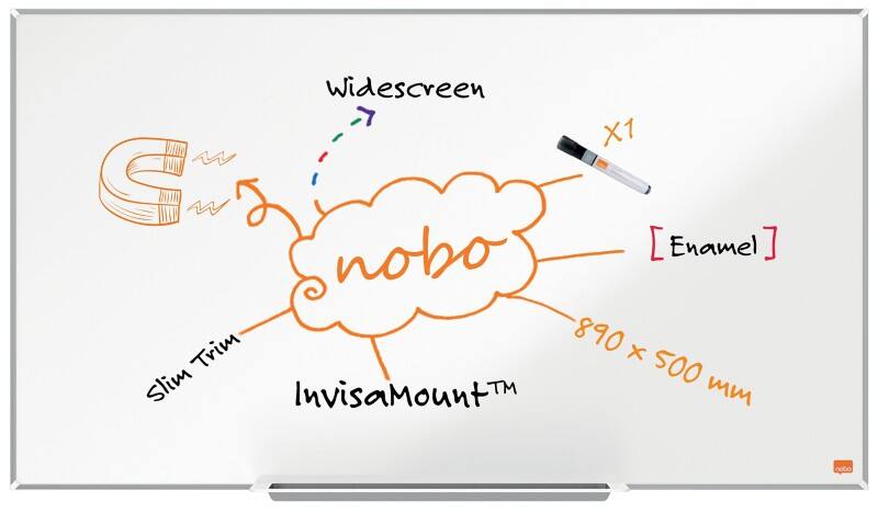 Nobo Impression Pro Magnetisches Whiteboard Wandmontiert Magnetisch Emaille Einseitig 89 (B) x 50 (H) cm