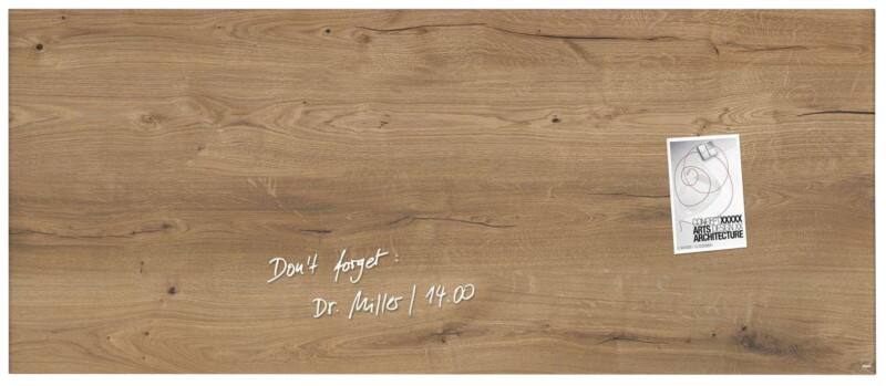 Tableau magnétique en verre Sigel Montage mural Magnétique Simple face 130 (L) x 55 (H) cm Marron