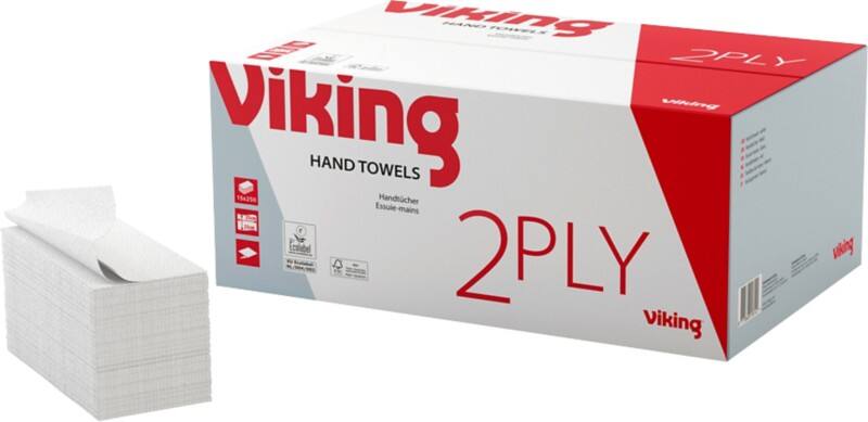 Essuie-mains Viking Pliage en V Blanc 2 épaisseurs 15 Unités de 250 Feuilles