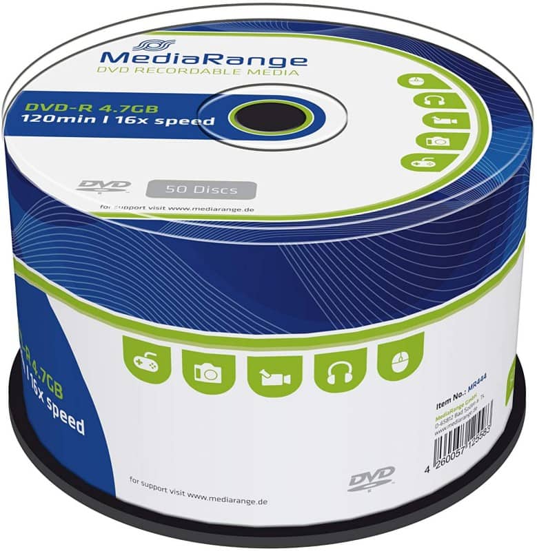 DVD vierge MediaRange MR444 4.7 Go 50 Unités