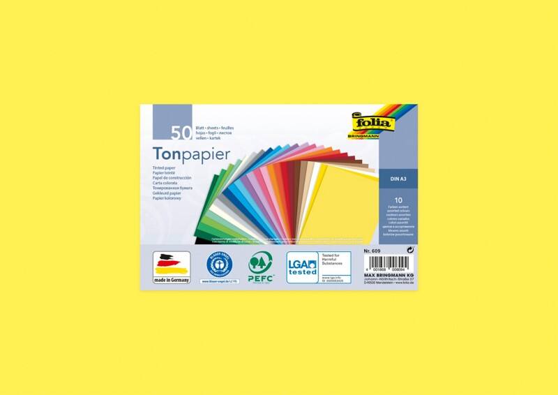 Folia A3 Bastelpapier Farbig assortiert 130 g/m² 50 Blatt