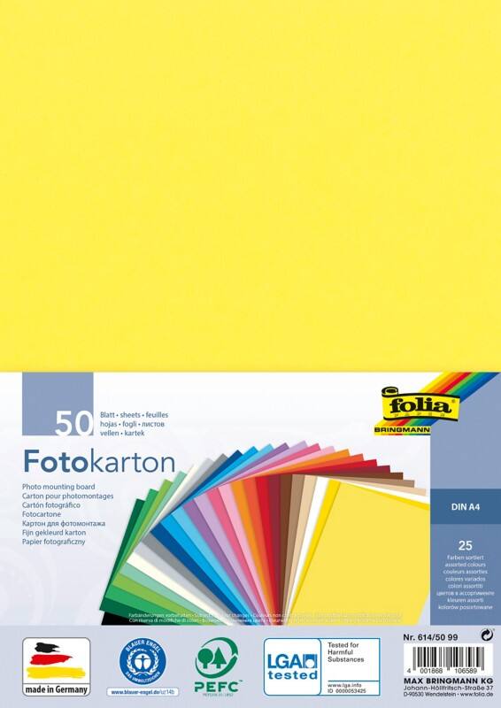 Folia A4 Farbiges Papier Farbig assortiert 300 g/m² 50 Blatt