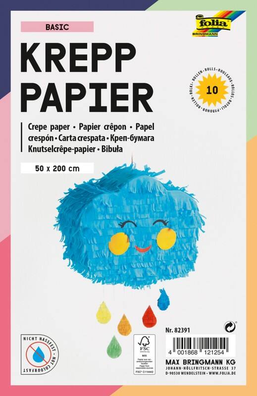 Folia Krepppapier Farbig Assortiert Krepppapier 82391 10 Rollen