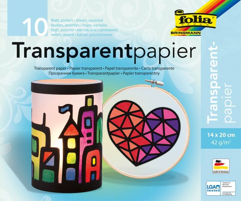 Folia Bastelpapier Farbig Assortiert Transparentpapier 42 g/m² 800 25 Stück à 10 Blatt