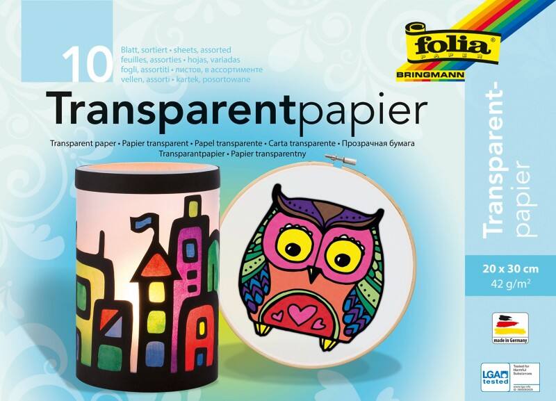 Folia Bastelpapier Farbig Assortiert Transparentpapier 42 g/m² 888 25 Stück à 10 Blatt