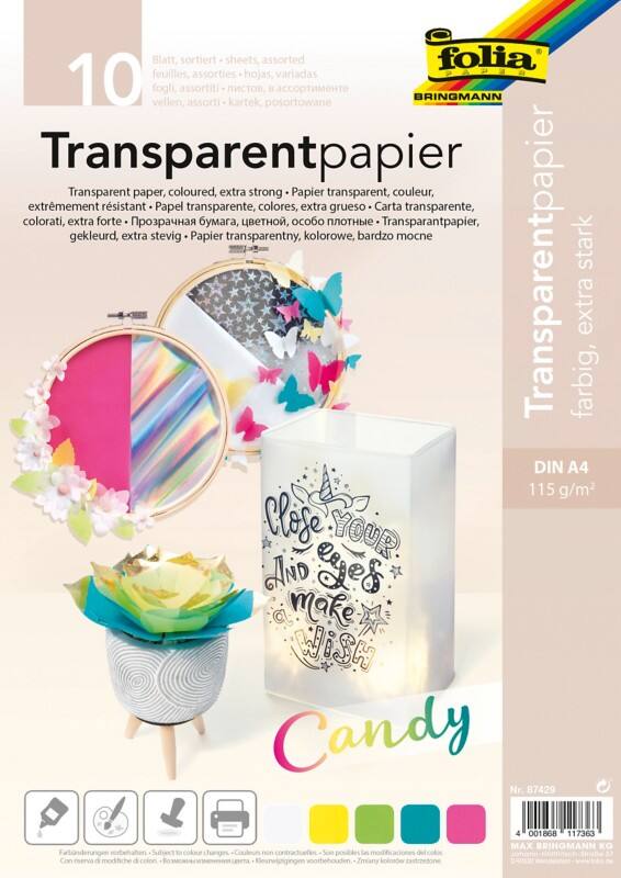 Folia Bastelpapier Farbig Assortiert Transparentpapier A4 115 g/m² 87429 5 Stück à 10 Blatt