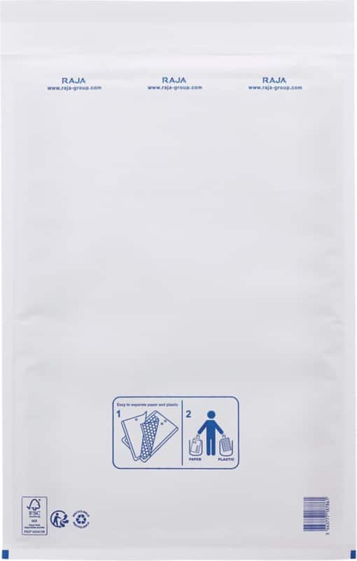 RAJA Luftpolster-Luftpolster-Versandtaschen Weiß Ohne Fenster 300 (B) x 440 (H) mm Selbstklebend 75 g/m² Recycelt 95% 75 Stück