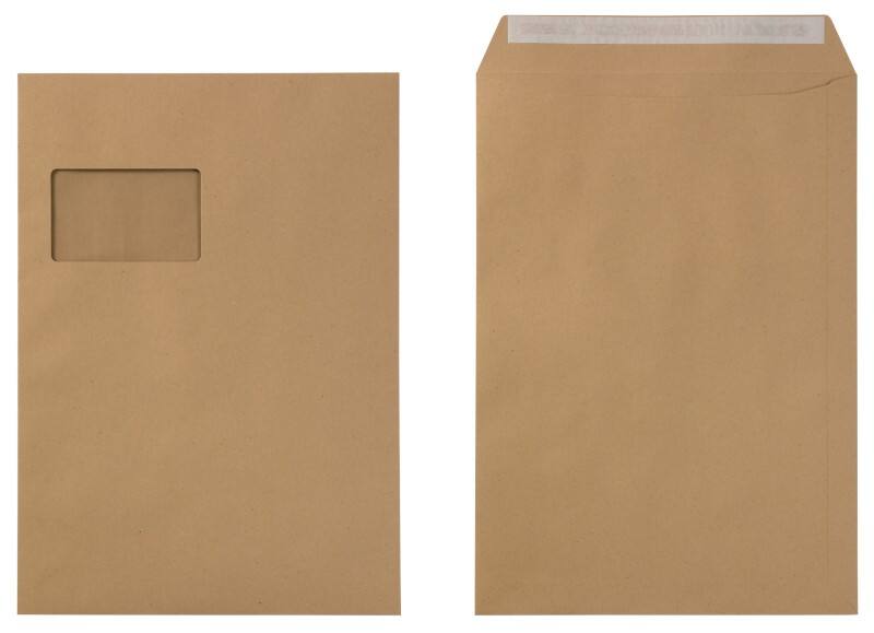 Enveloppes Viking C4 Bande adhésive Brun 229 (l) x 324 (H) mm Avec Fenêtre 120 g/m² 250 Unités