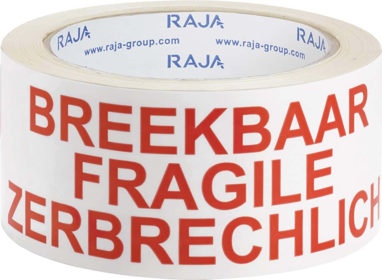 RAJA Signalklebeband Rot, Weiss 50 (B) mm PP (Polypropylen) BETA30 70 % Recycled 66 m