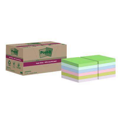 Notes Super Sticky recyclées Post-it 47,6 x 47,6 mm Assortiment 70 notes 12 blocs