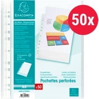 Pochettes perforées Exacompta A4 Dépoli Transparent 0,05 mm Polypropylène Ouverture en haut 5150E 50 unités