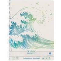 Cahier herlitz GREENline 50033478 A4 Quadrillé Spirale Reliure latérale Carton Couverture rigide Vert Perforé 140 pages