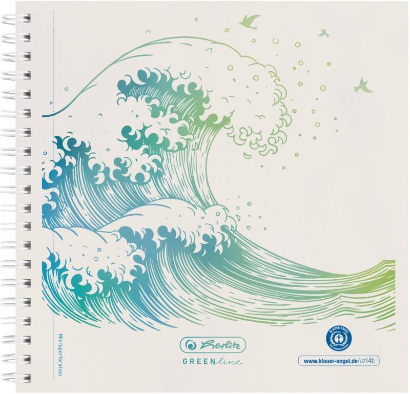 Cahier herlitz GREENline Pointillé Reliure spirale Reliure latérale Carton Dos cartonné Vert Perforé 200 Pages