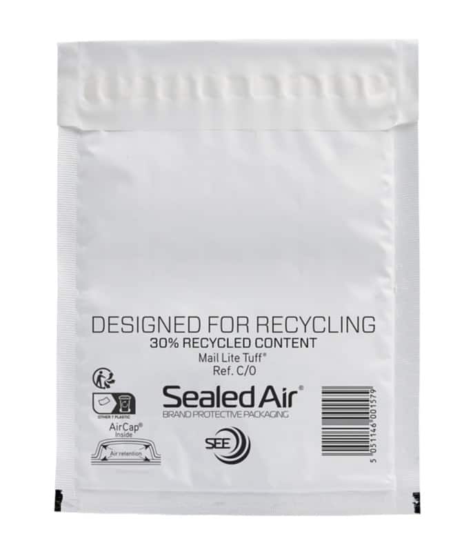 Pochette d’envoi à bulles Mailer Mail Lite Tuff Blanc Sans Fenêtre 150 (L) x 210 (H) mm Autocollante 100 Pochettes