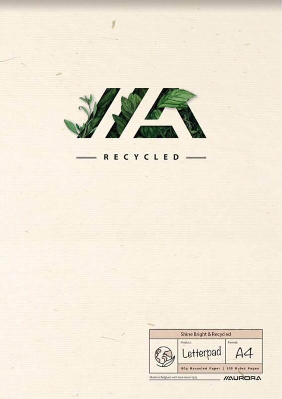 AURORA Shine Bright & Recycled Notizbuch A4 Liniert Doppeldraht Natural Fibres Softcover Creme Perforiert 100 Seiten