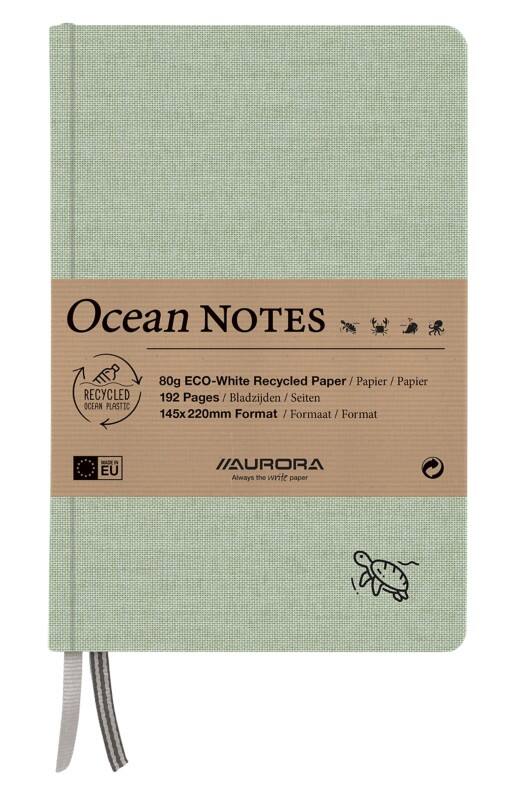 Cahier Aurora Ocean Linen Format spécial Ligné Reliure cousue Livre couverture cartonnée Vert Non perforé 192 pages