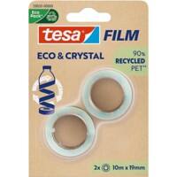 tesa Klebeband tesafilm Eco & Crystal Transparent 19 mm (B) x 10 m (L) PET (Polyethylenterephthalat) 2 Rollen