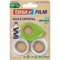 tesa Klebebandabroller-Set tesafilm Eco & Crystal Grün, Transparent 19 mm (B) x 10 m (L) PET (Polyethylenterephthalat)