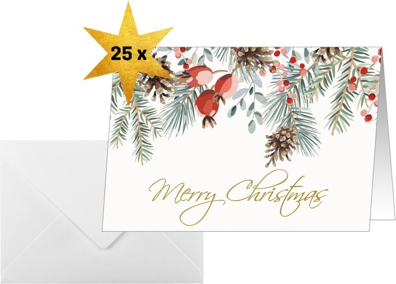 Sigel Weihnachtskarte A6 250 g/m² Grün, Rot 21,1 x 2 x 15,1 cm 25 Stück