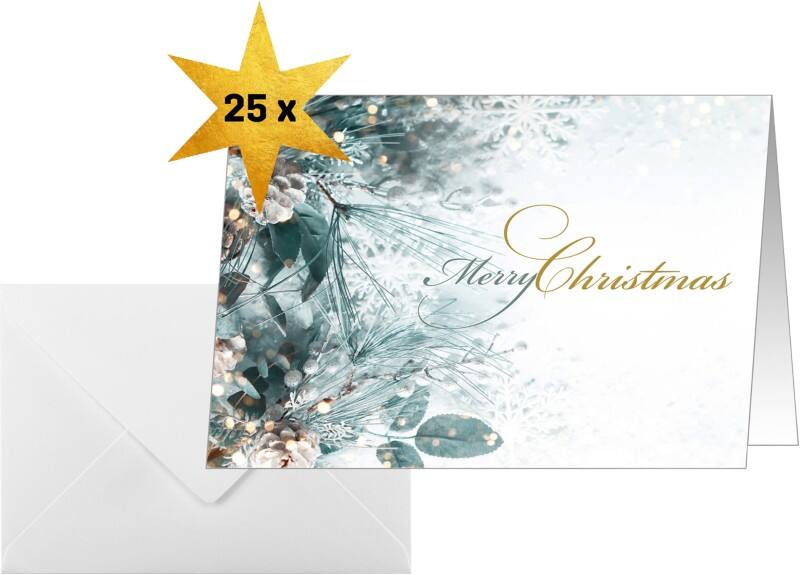 Sigel Weihnachtskarte Eucalyptus Magic A6 250 g/m² Grün, Weiss 21,1 x 2 x 15,1 cm 25 Stück
