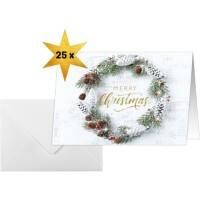 Sigel Weihnachtskarte A6 250 g/m² Grün, Weiss 21,1 x 2 x 15,1 cm 25 Stück